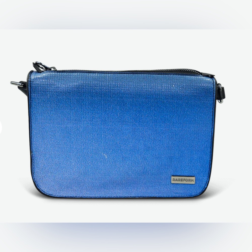 Rareform "Rae" Crossbody Purse Bag Vinyl Repurposed Billboard Blue Multi-color